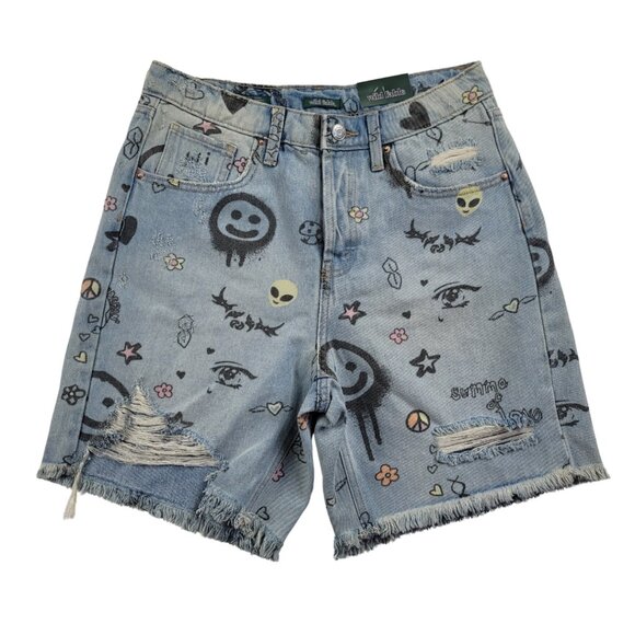 Wild Fabel High-Rise Doodle Bermuda Shorts Size 6 - Picture 2 of 9
